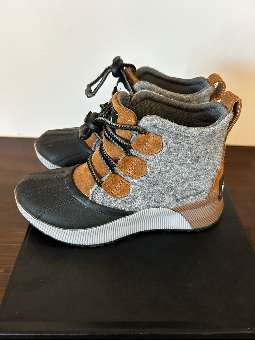 Sorel Kids Gray and Brown Waterproof Winter Boots